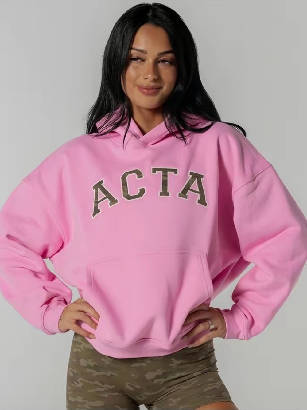 ACTA Baby Pink/Camo Essential Hoodie L/XL